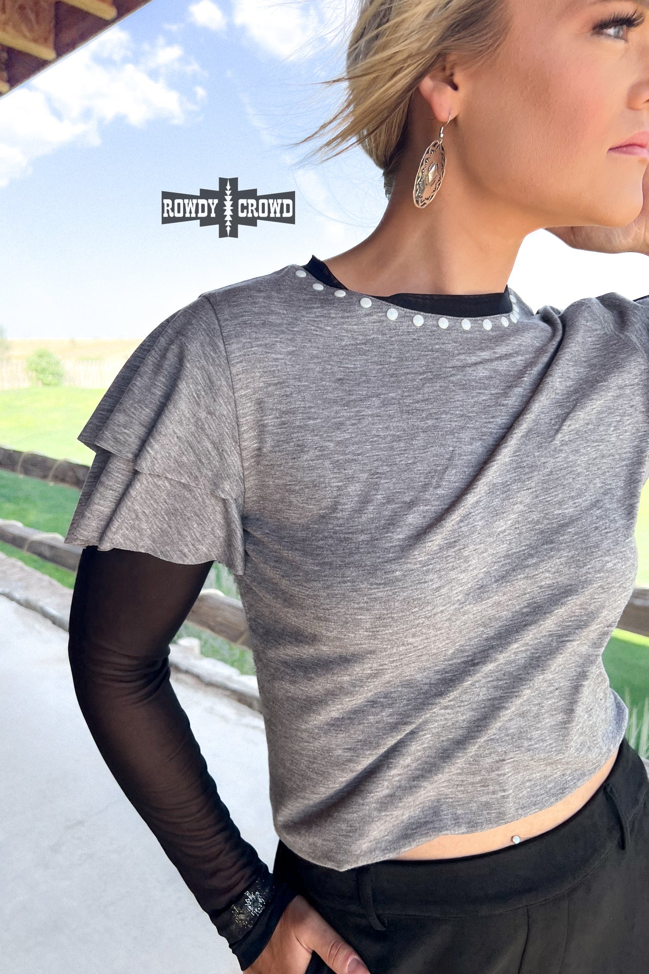 Mustang Mesh Sleeve Top