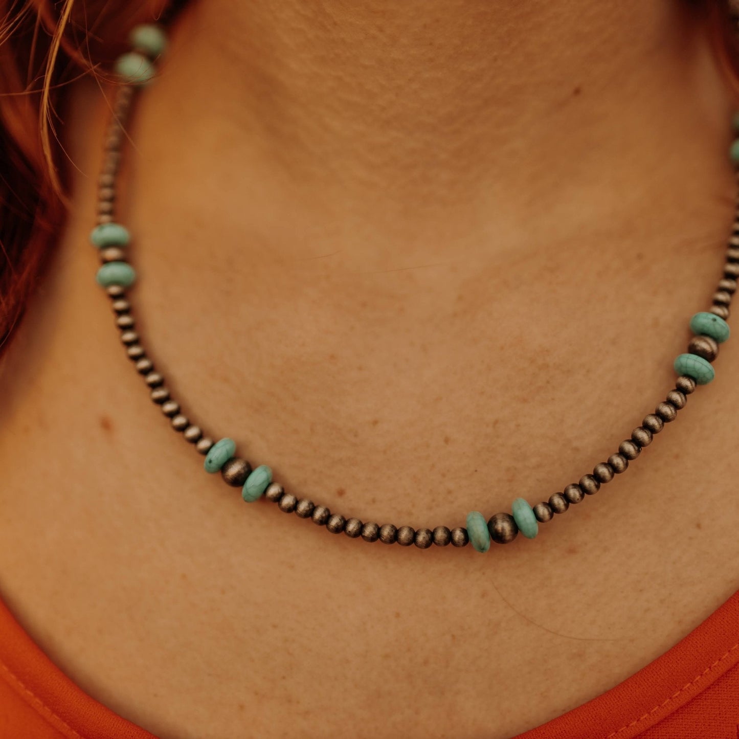 Faux Pearl and Turquoise Choker Necklace