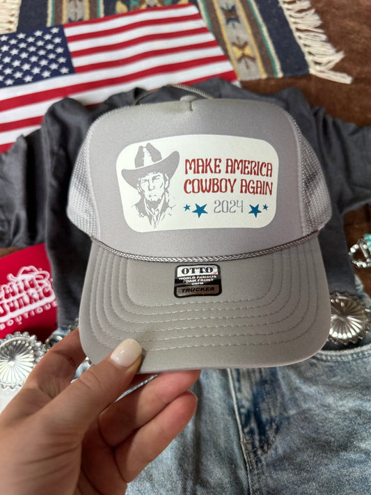 Make America Cowboy Again Trump Trucker Hat