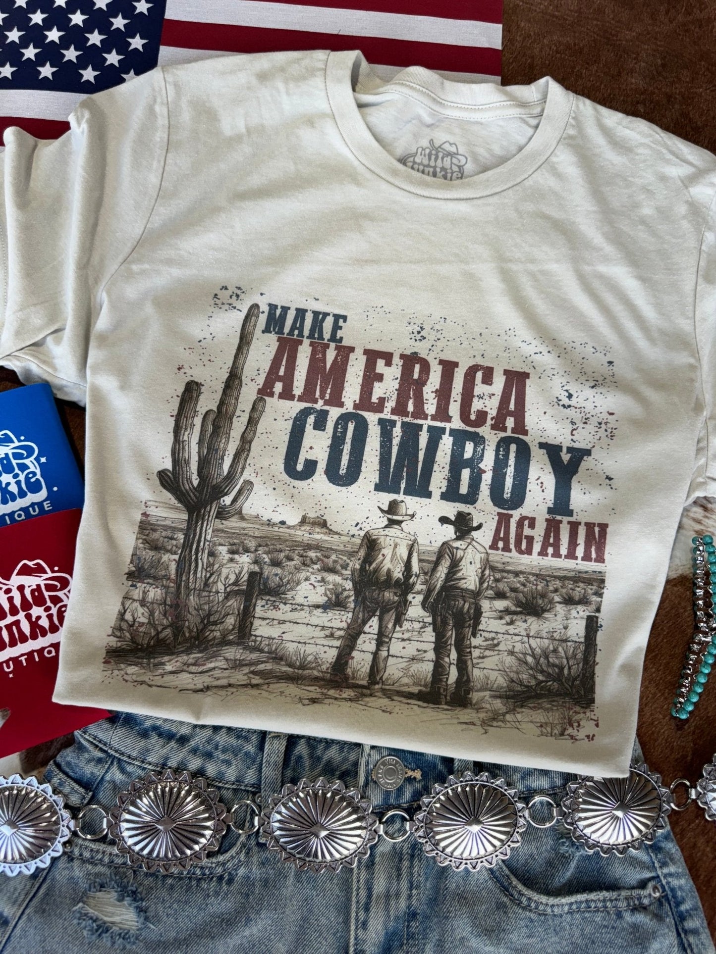 Make America Cowboy Again Western Scene Graphic Tee