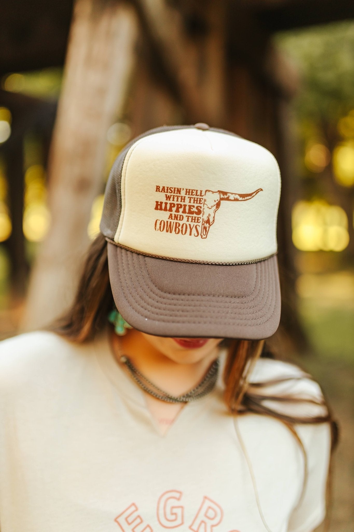 Raisin' Hell With Hippies & Cowboys Trucker Hat