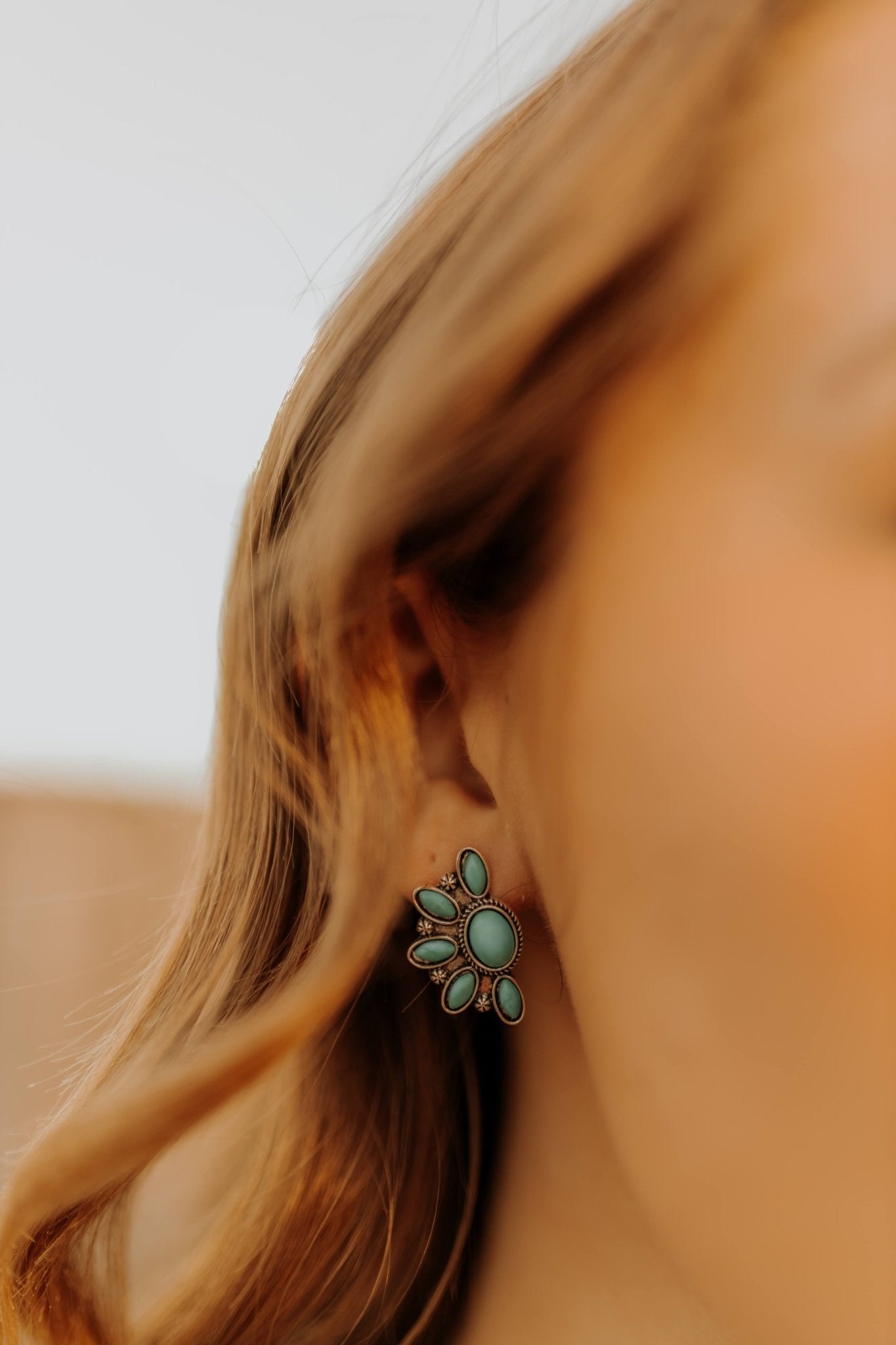 Small Turquoise Cluster Stud Earrings