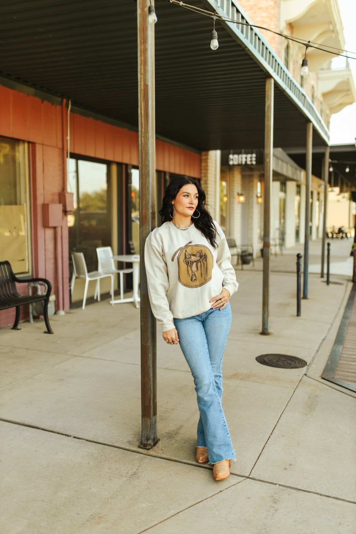 Western Saddle Graphic Sweatshirt